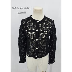 H&M Divided Black Crochet Cardigan – Size S
